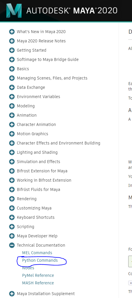 Figure 14 - Maya Python Command Documentation